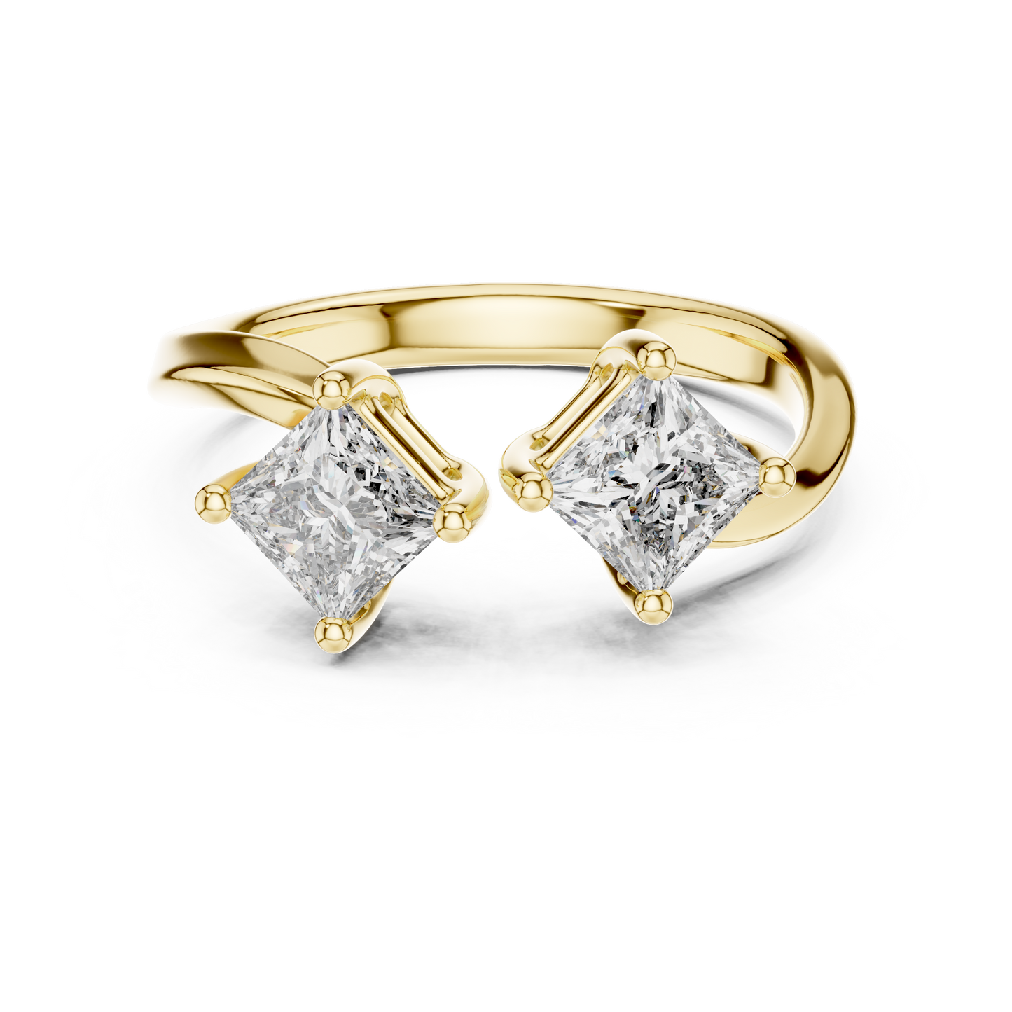 Modern Princess Cut Two Stone Engagement Ring