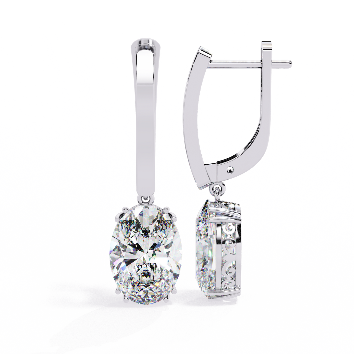 Oval Cut Lab grown Diamond Drop Earrings