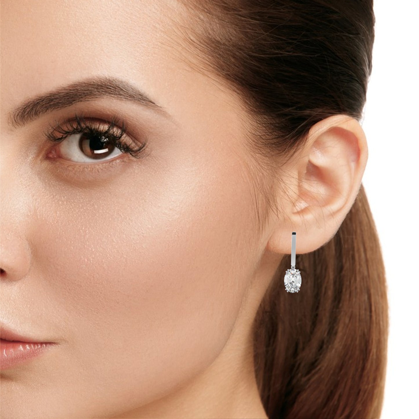 Oval Cut Lab grown Diamond Drop Earrings