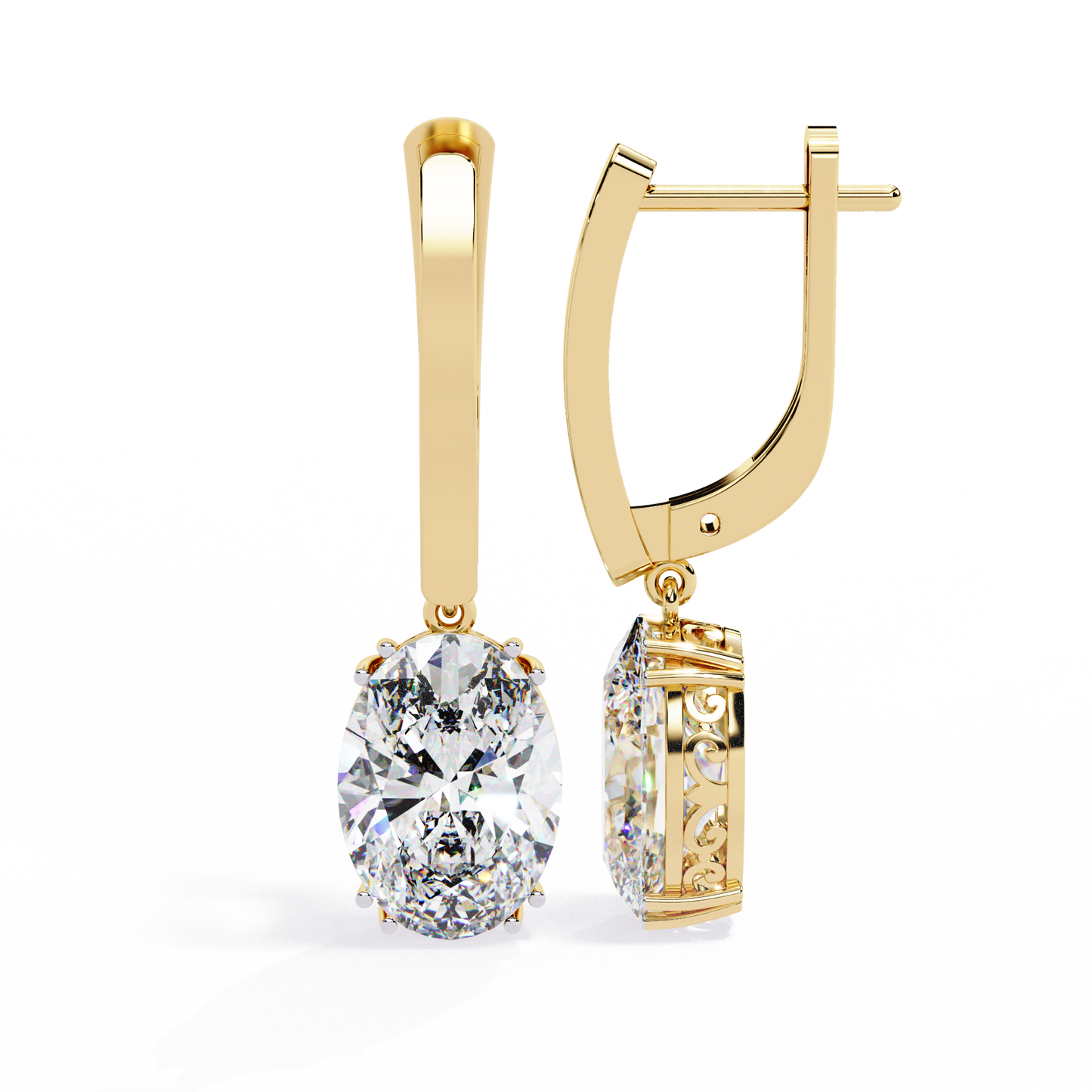 Oval Cut Lab grown Diamond Drop Earrings