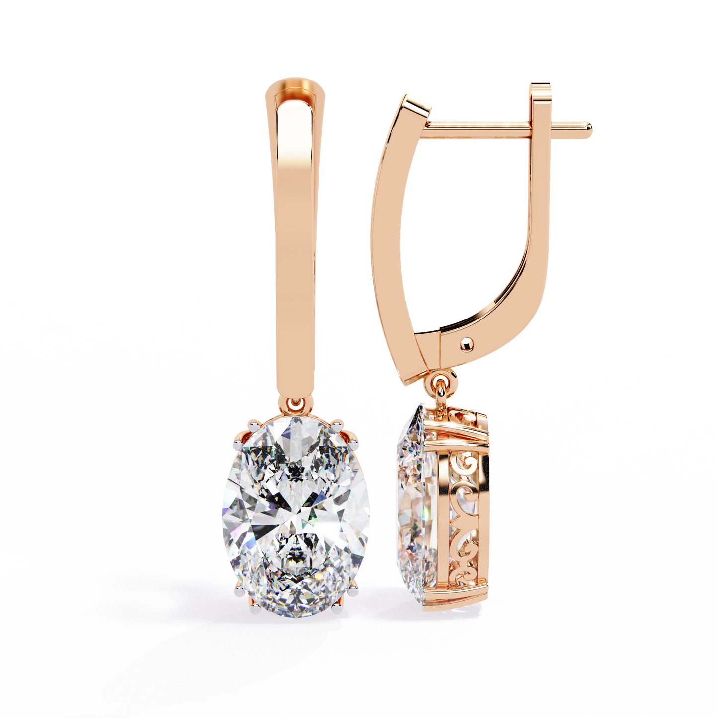 Oval Cut Lab grown Diamond Drop Earrings