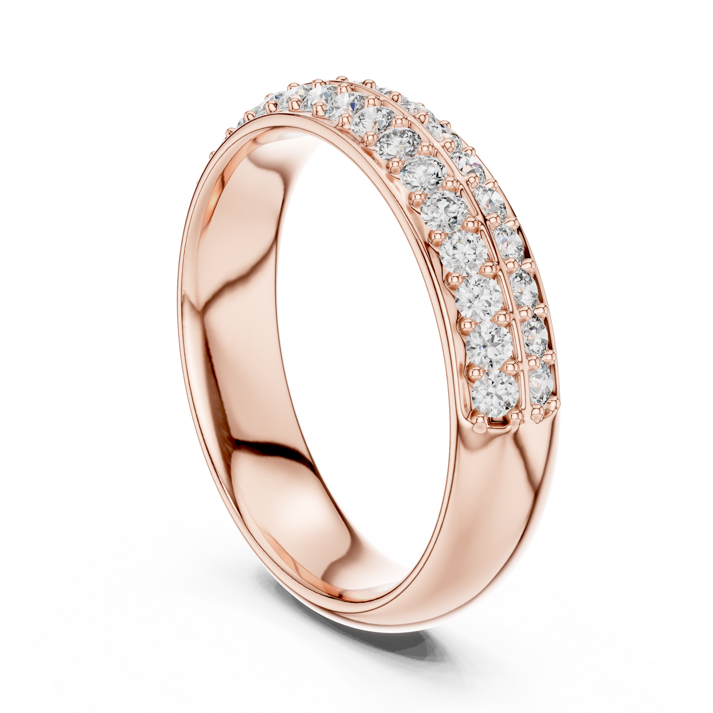 Classic Round Diamond Pave Set Wedding Band