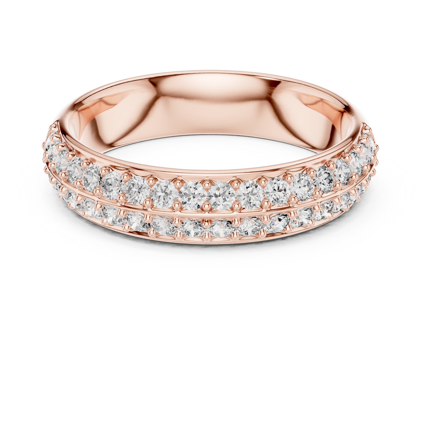 Classic Round Diamond Pave Set Wedding Band