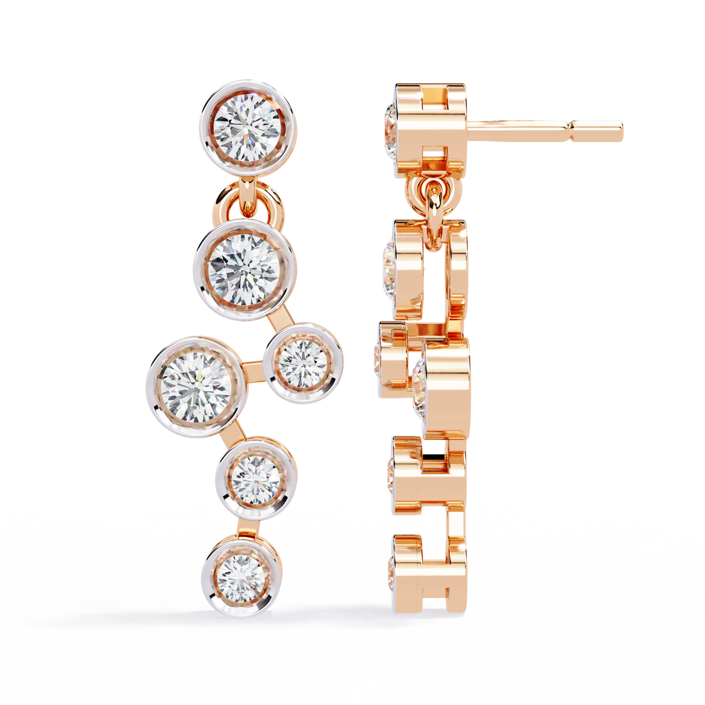 Round Cut Bezel Set Lab Diamond Earrings