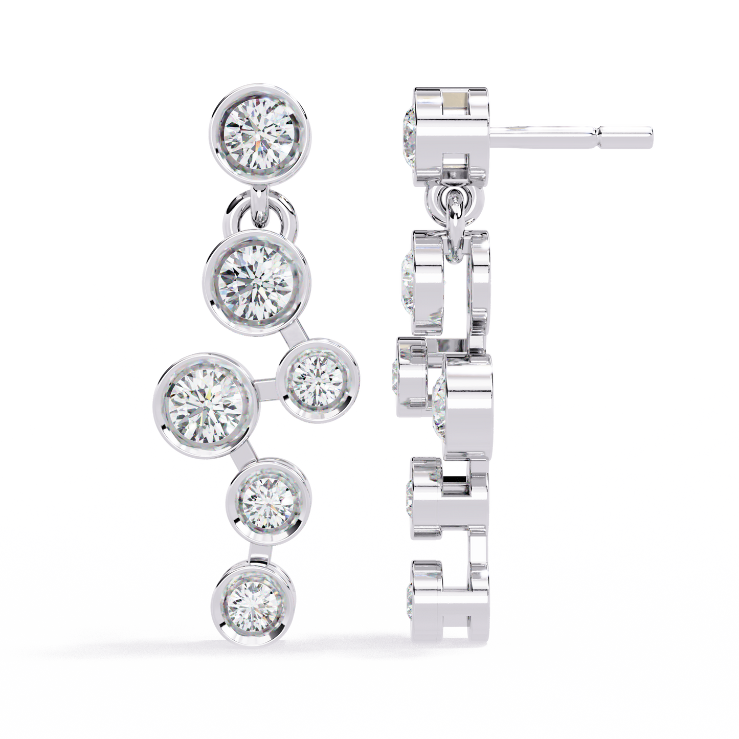 Round Cut Bezel Set Lab Diamond Earrings