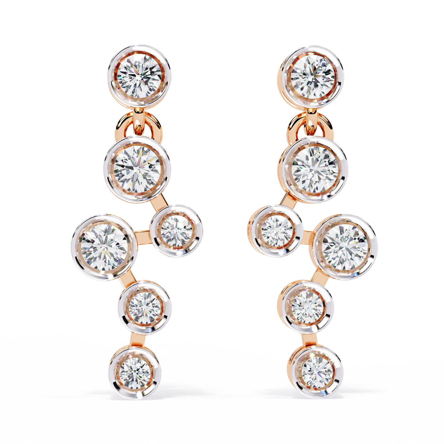 Round Cut Bezel Set Lab Diamond Earrings