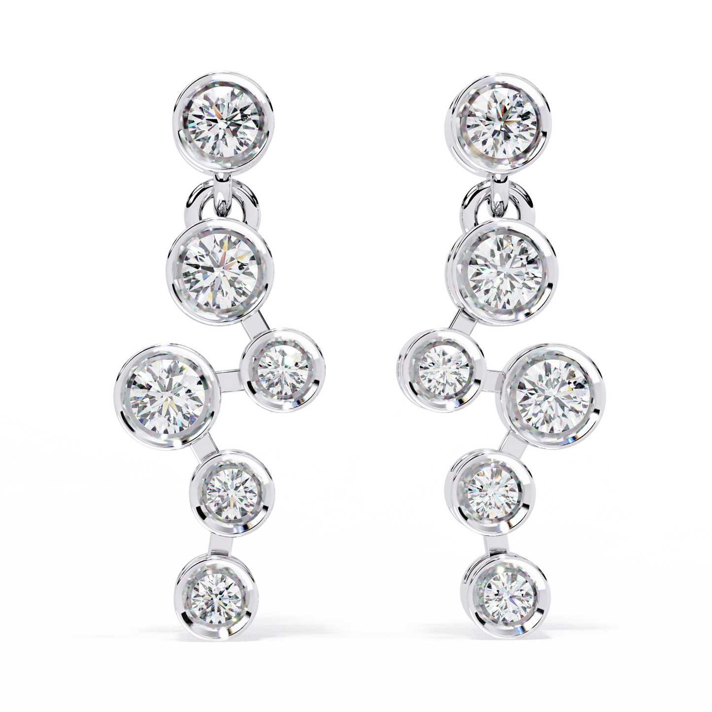 Round Cut Bezel Set Lab Diamond Earrings