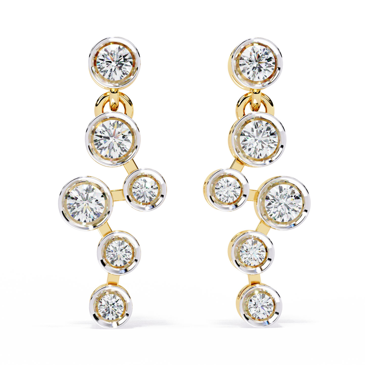 Round Cut Bezel Set Lab Diamond Earrings