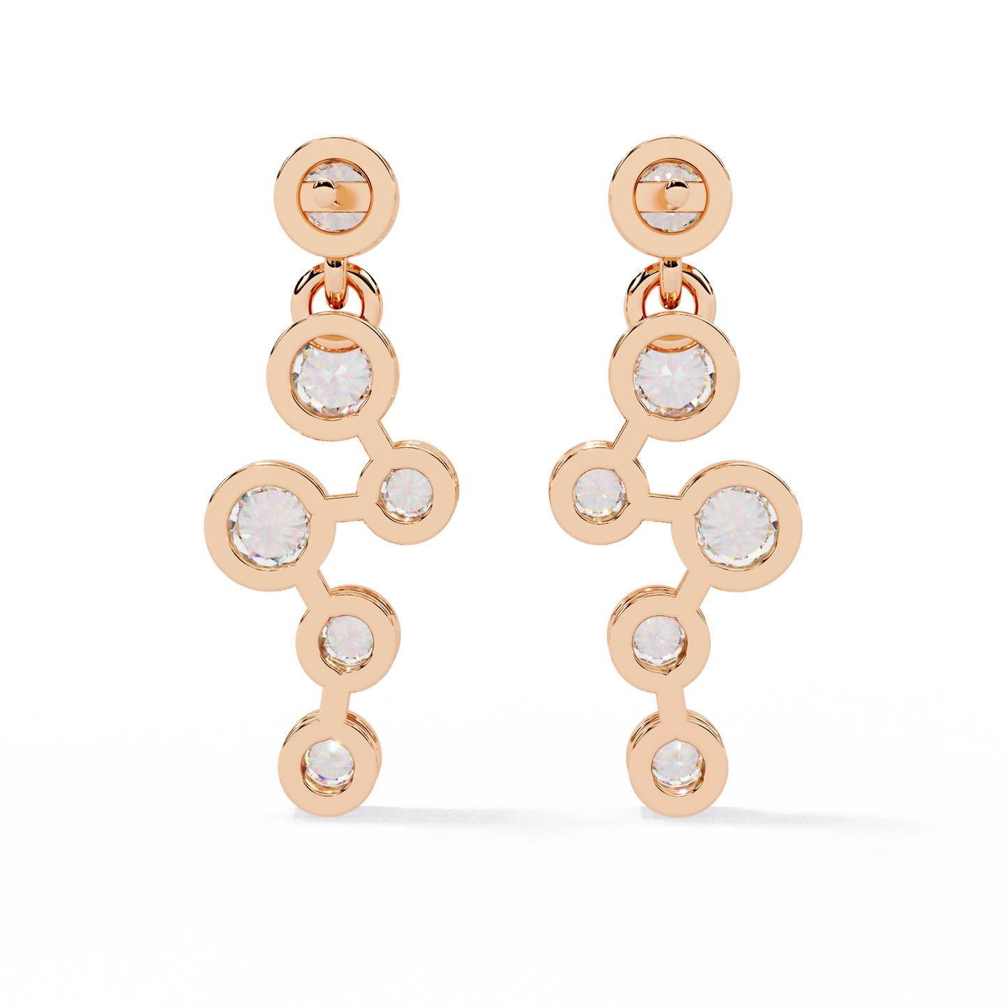 Round Cut Bezel Set Lab Diamond Earrings