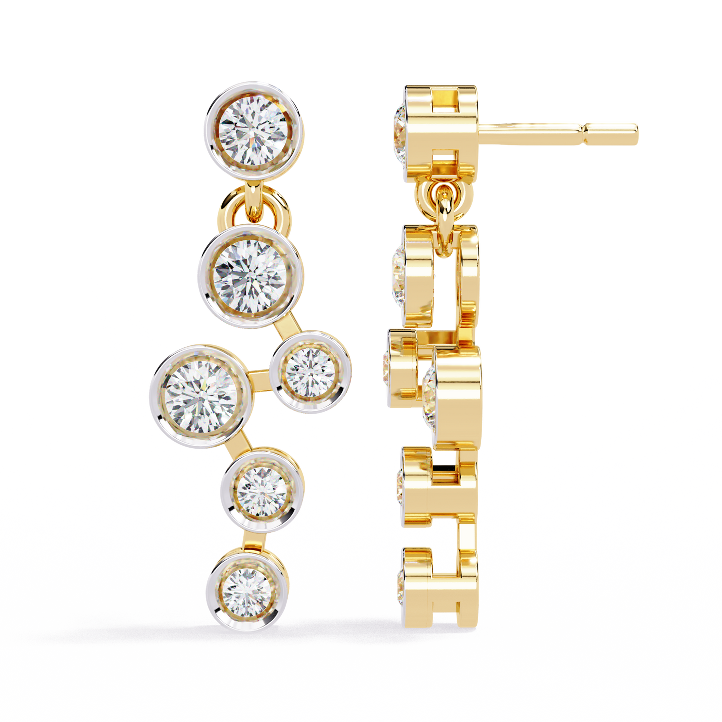 Round Cut Bezel Set Lab Diamond Earrings