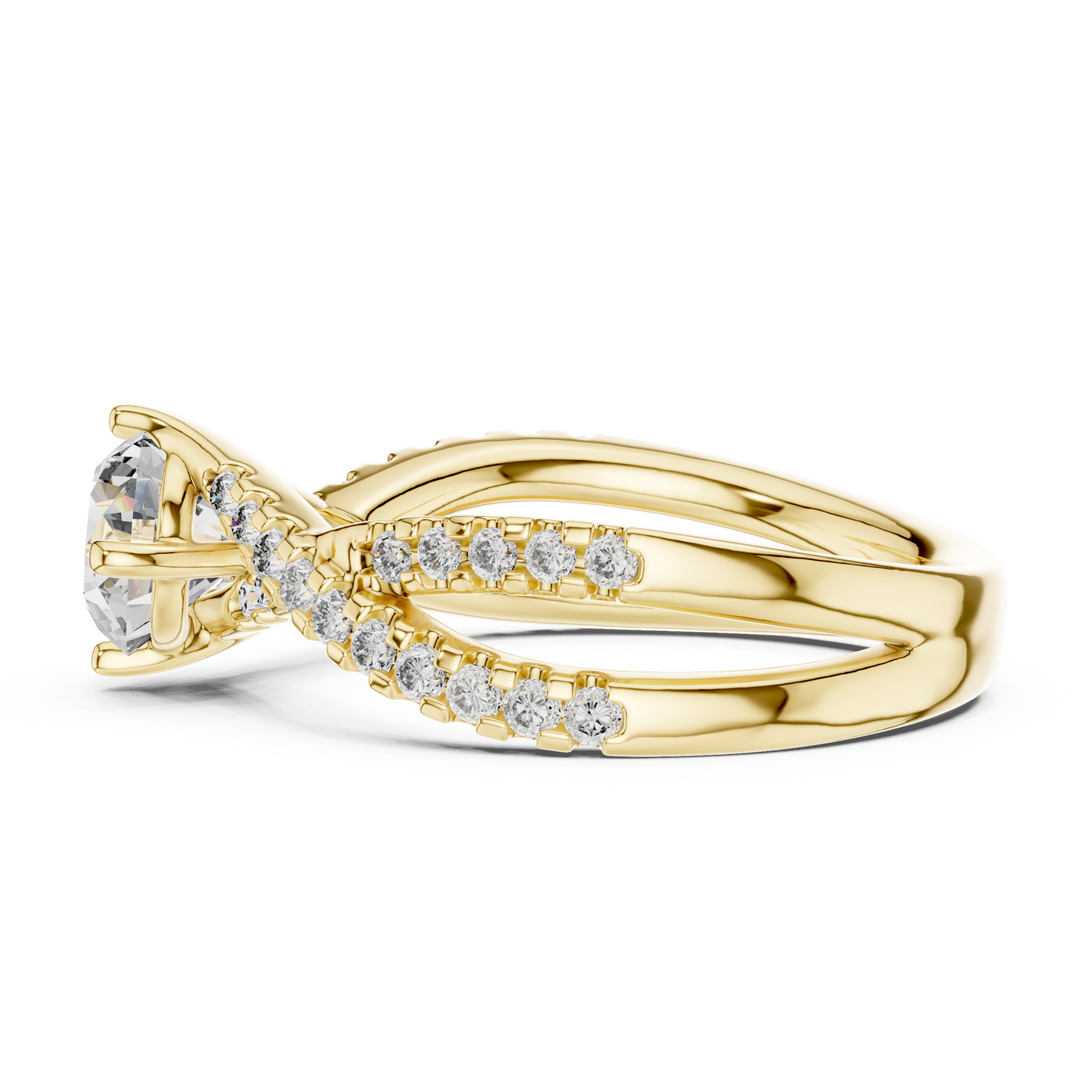 1 Carat Round Cut Lab Diamond Twisted Shank Ring
