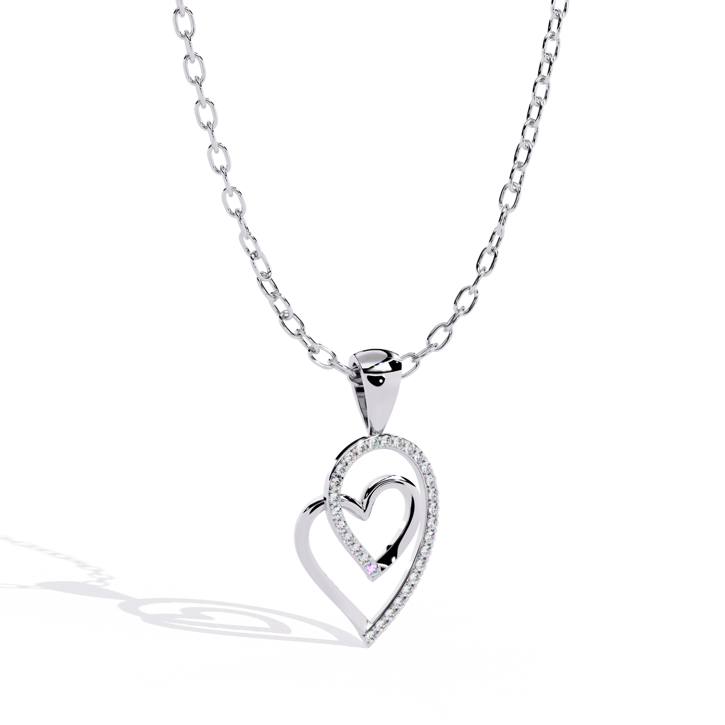 Round Cut Lab Diamond Heart Pendant