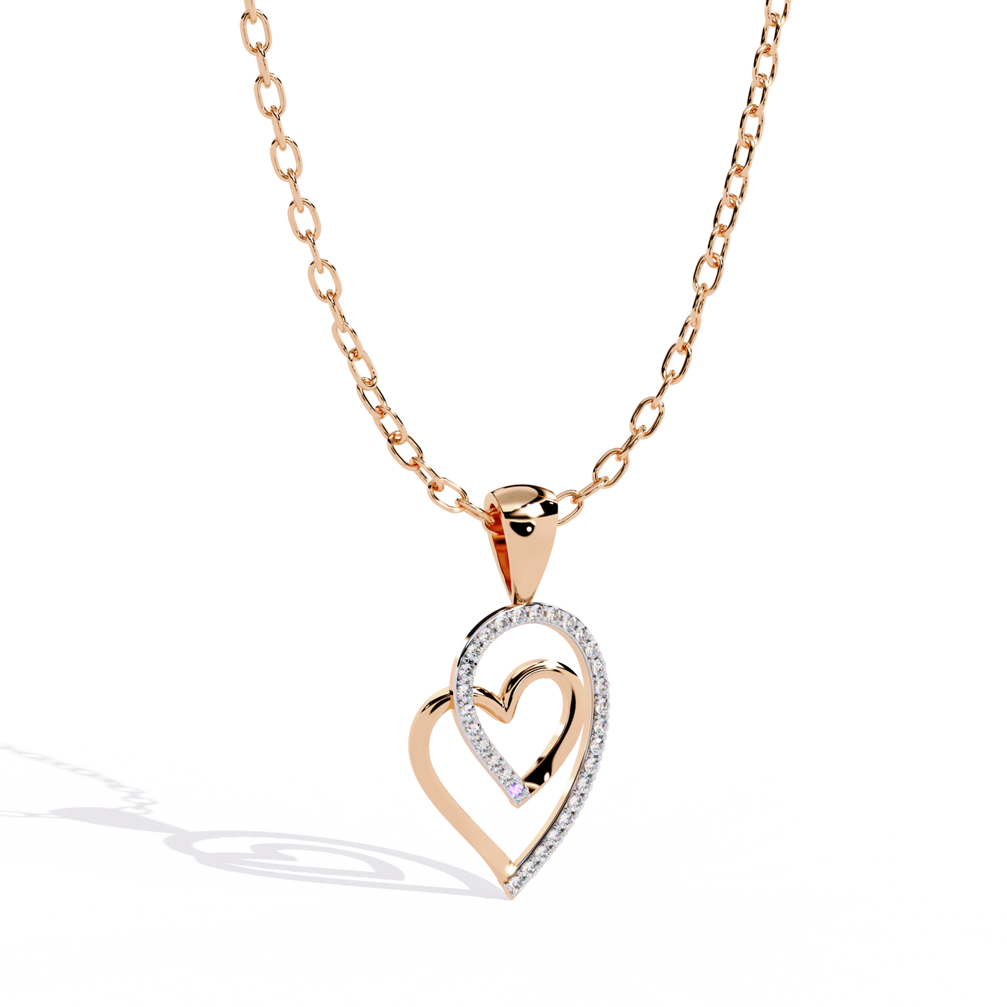 Round Cut Lab Diamond Heart Pendant