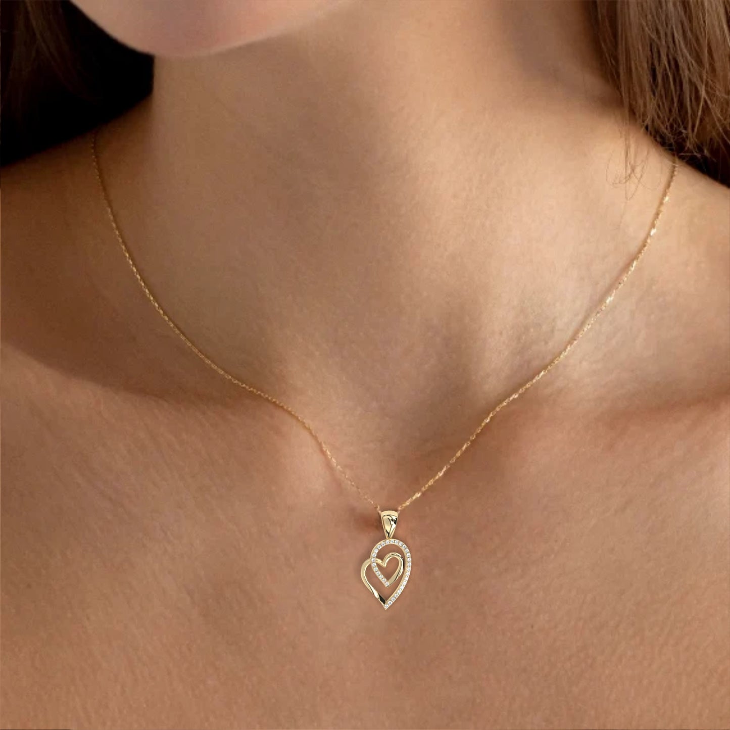 Round Cut Lab Diamond Heart Pendant