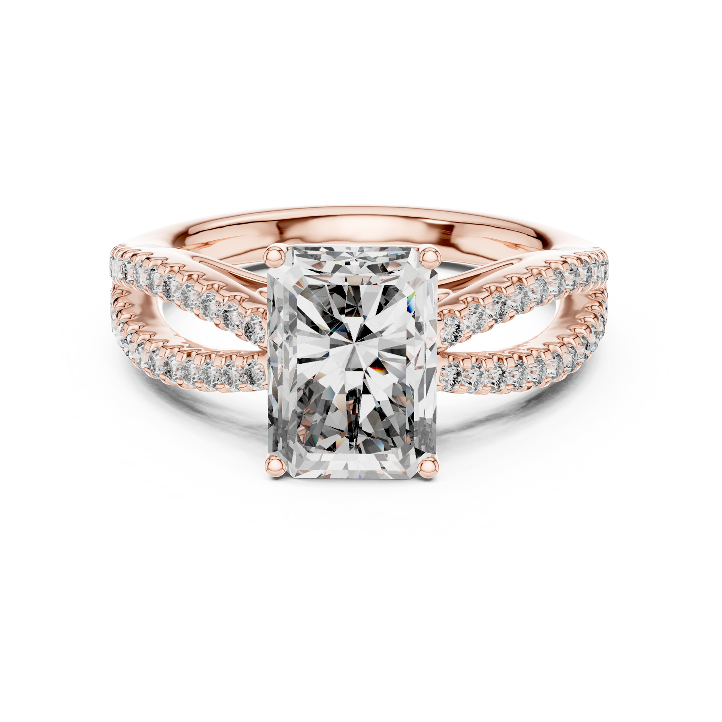 Radiant Cut Lab Diamond Split Shank Ring