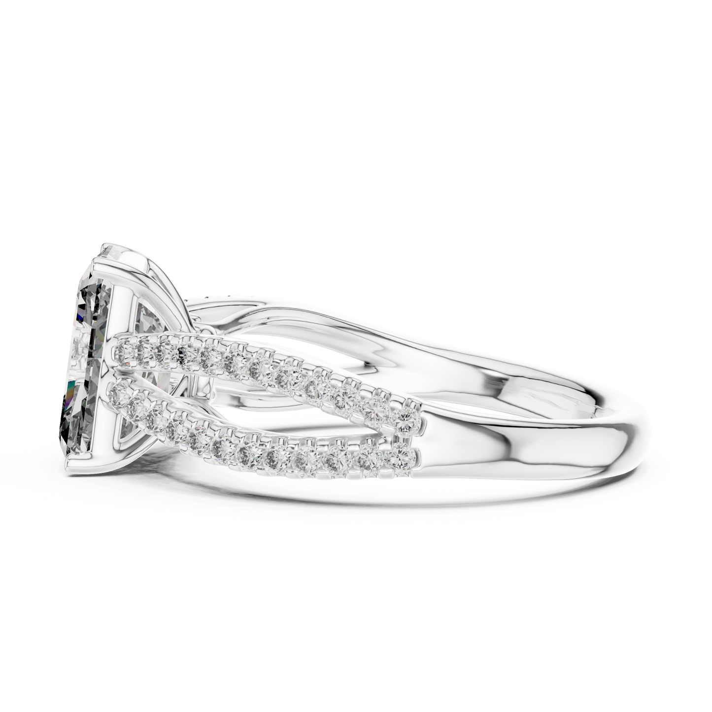 Radiant Cut Lab Diamond Split Shank Ring