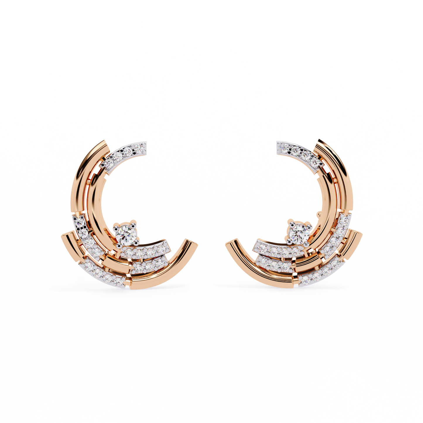 Multiple Round Cut Lab Diamond Half Moon Earrings