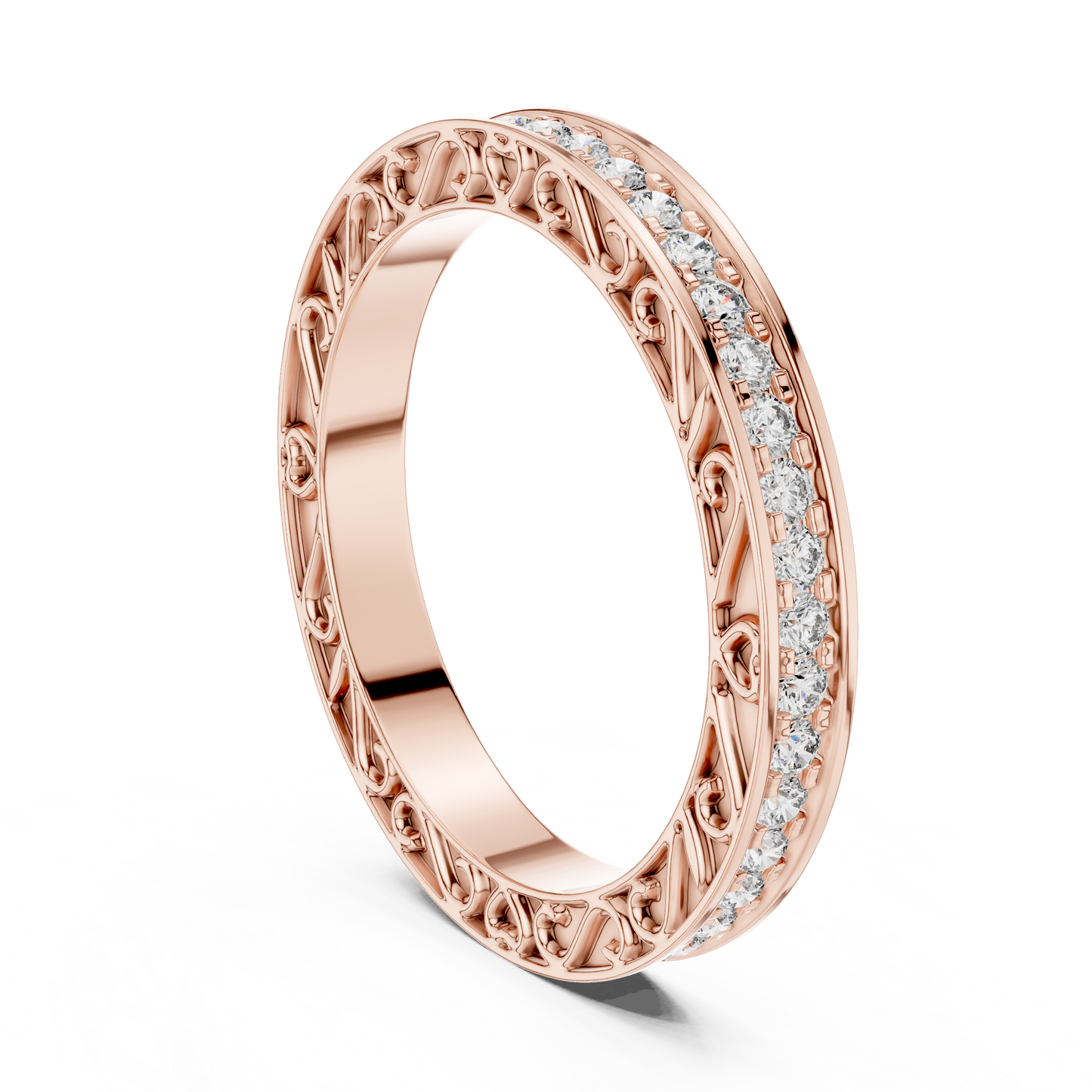 Classic Round Cut Diamond Channel Set Wedding Band