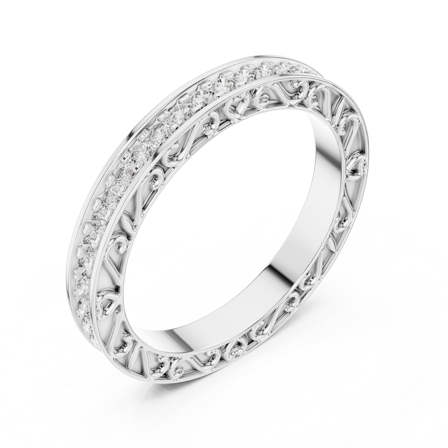 Classic Round Cut Diamond Channel Set Wedding Band
