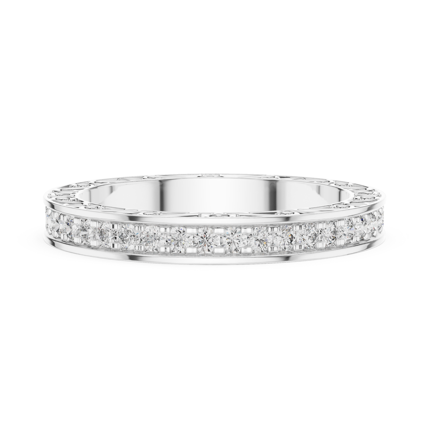 Classic Round Cut Diamond Channel Set Wedding Band