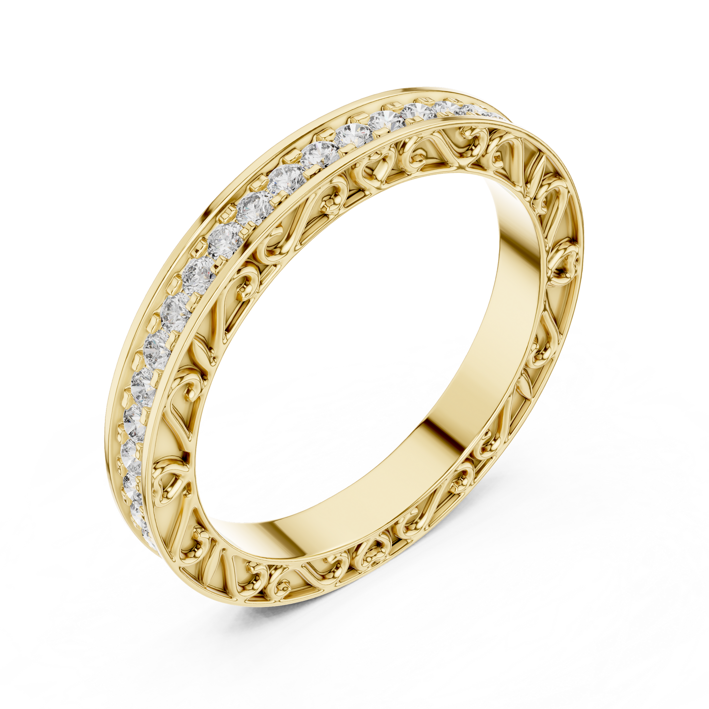 Classic Round Cut Diamond Channel Set Wedding Band