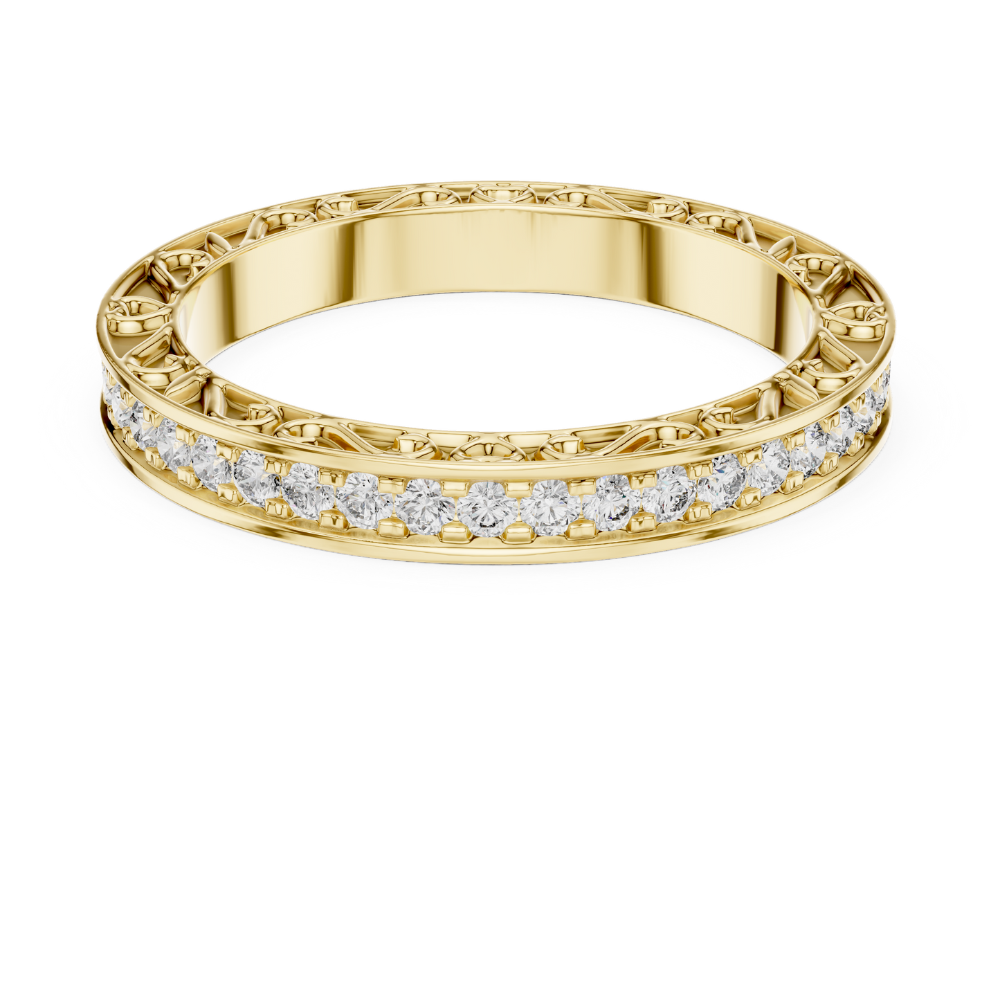 Classic Round Cut Diamond Channel Set Wedding Band