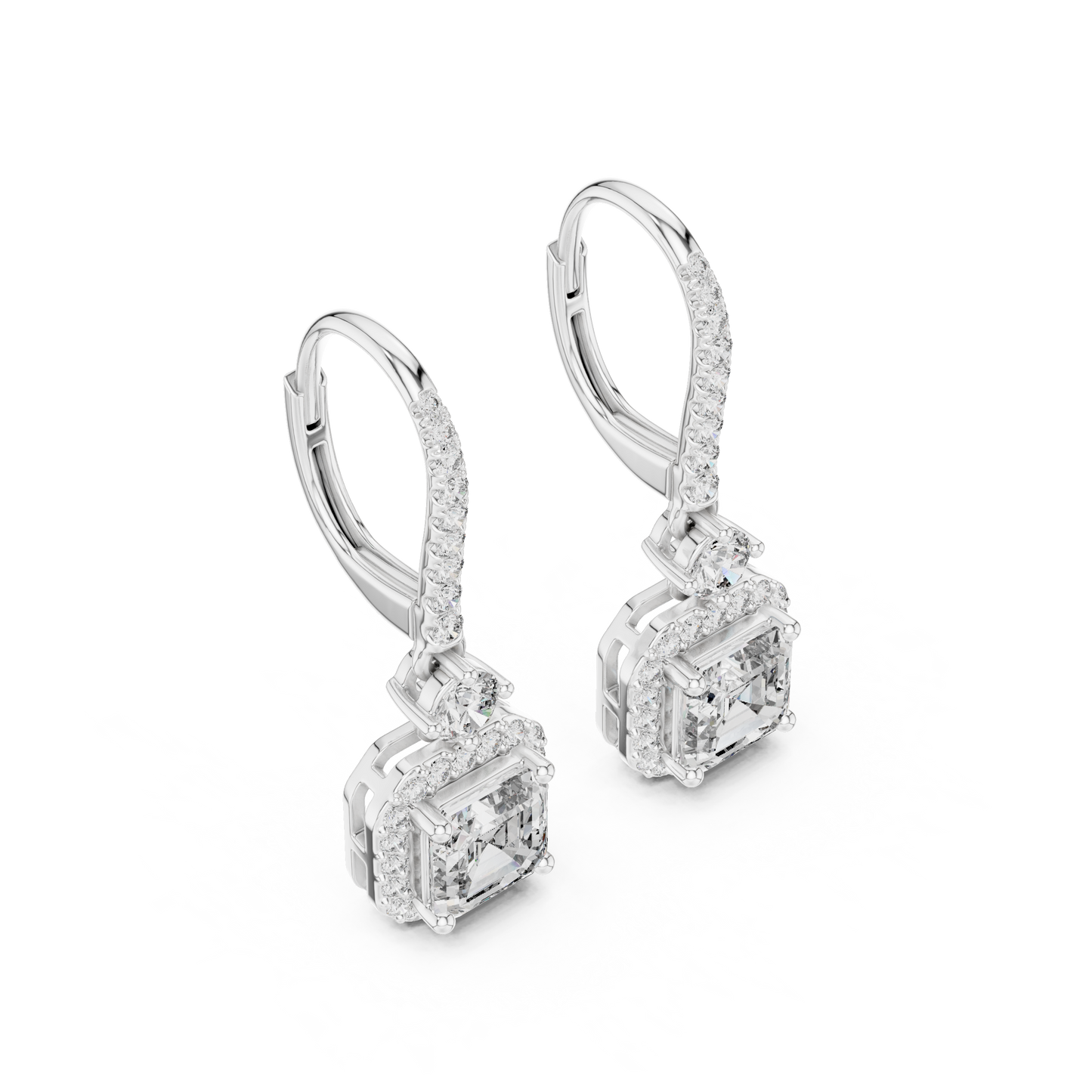 2 Carat Asscher Cut lab Diamond Hoop Earrings