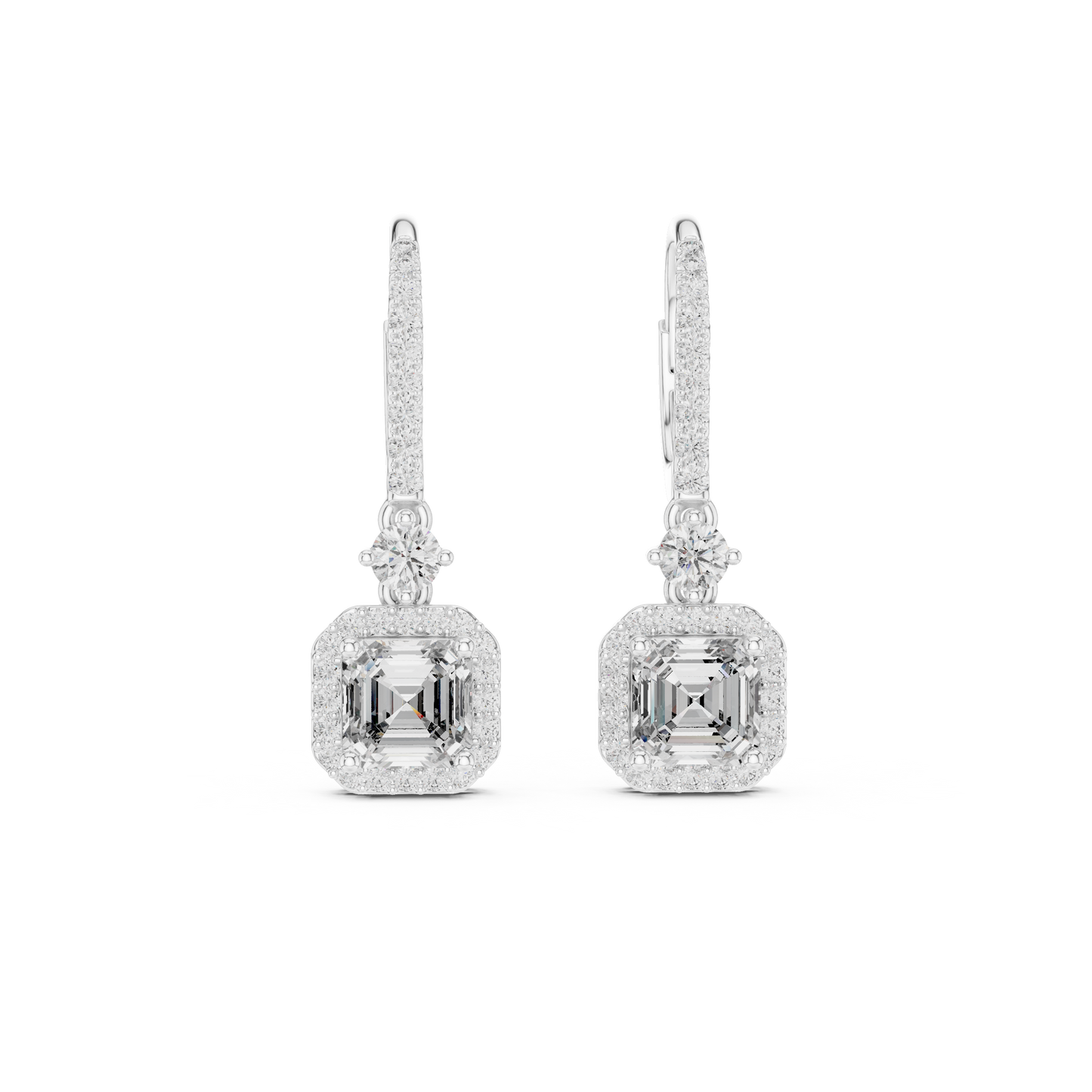 2 Carat Asscher Cut lab Diamond Hoop Earrings