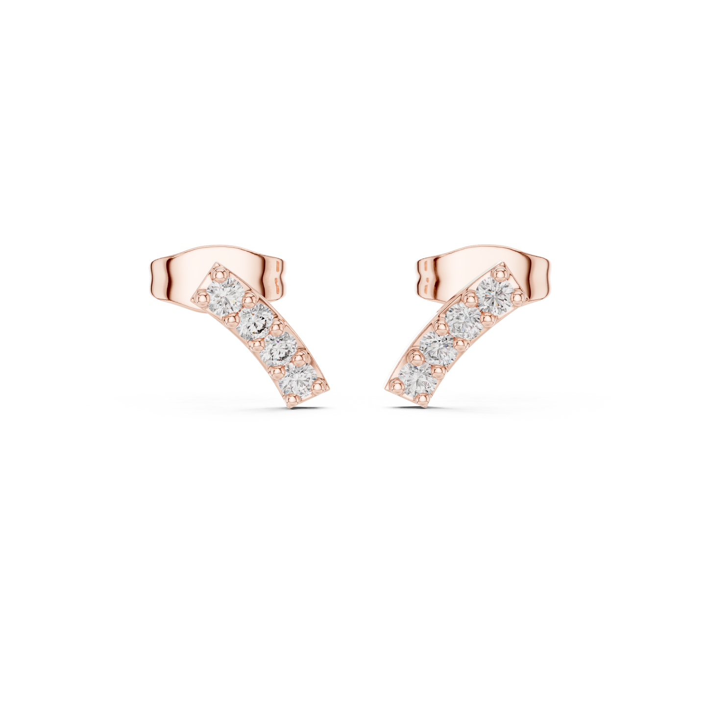 Bar Stud Earrings in Round Cut lab Doiamond