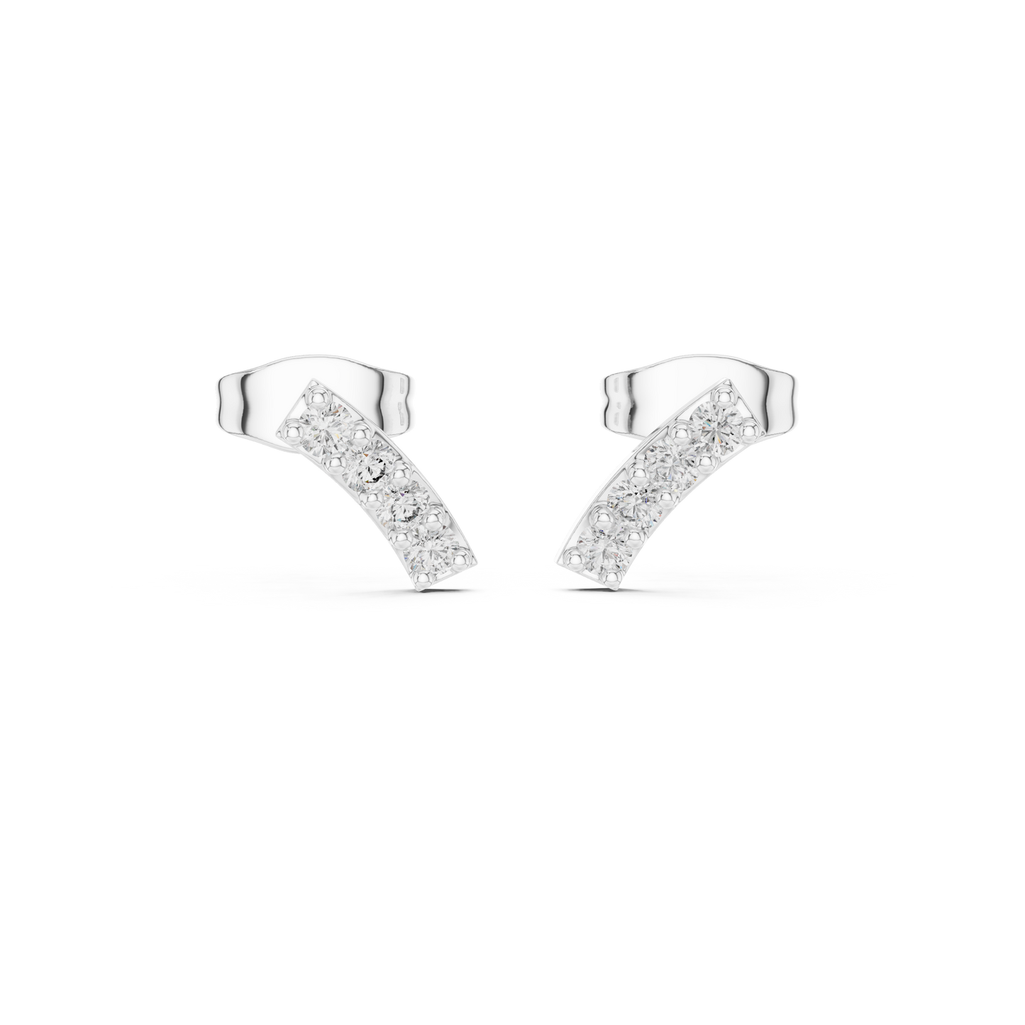 Bar Stud Earrings in Round Cut lab Doiamond