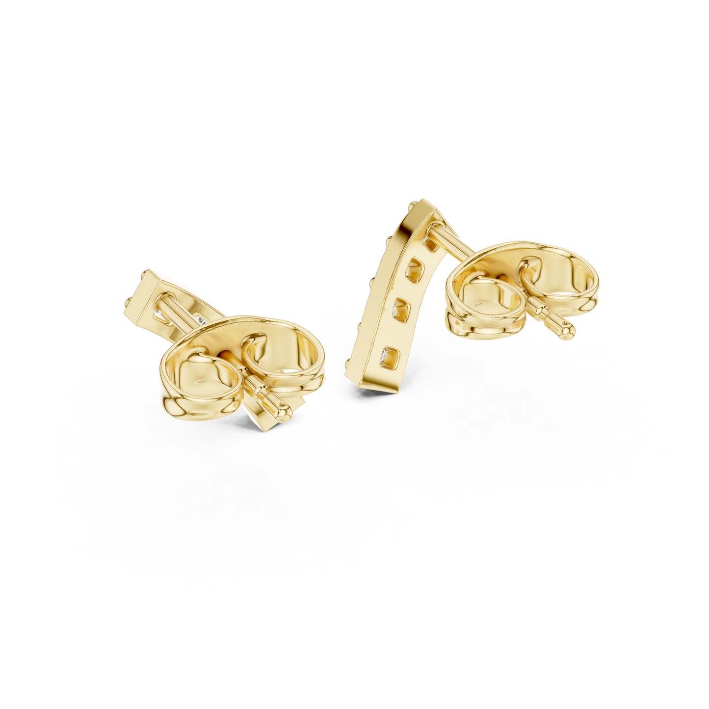 Bar Stud Earrings in Round Cut lab Doiamond
