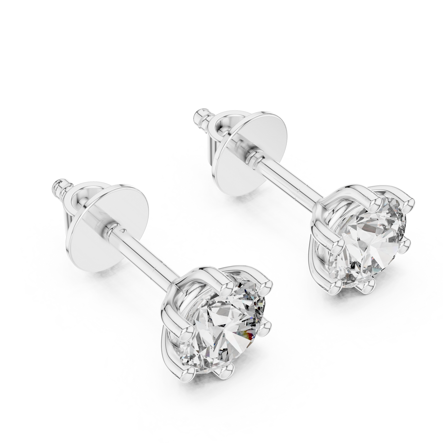 Six Prong Round Diamond Stud Earrings