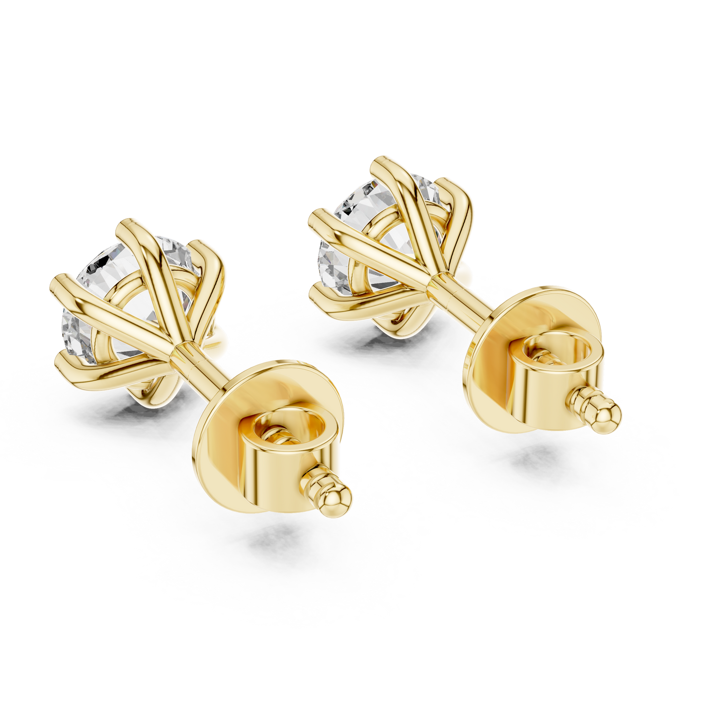 Six Prong Round Diamond Stud Earrings