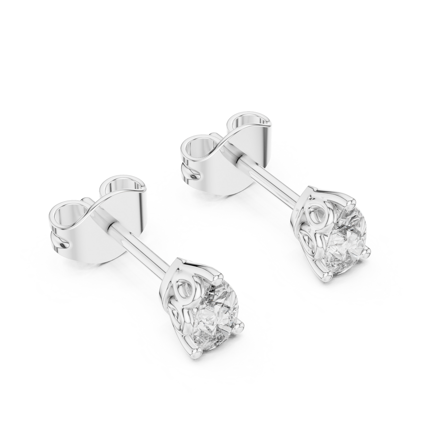 V Prong Pear Cut Lab Diamond Stud Earrings