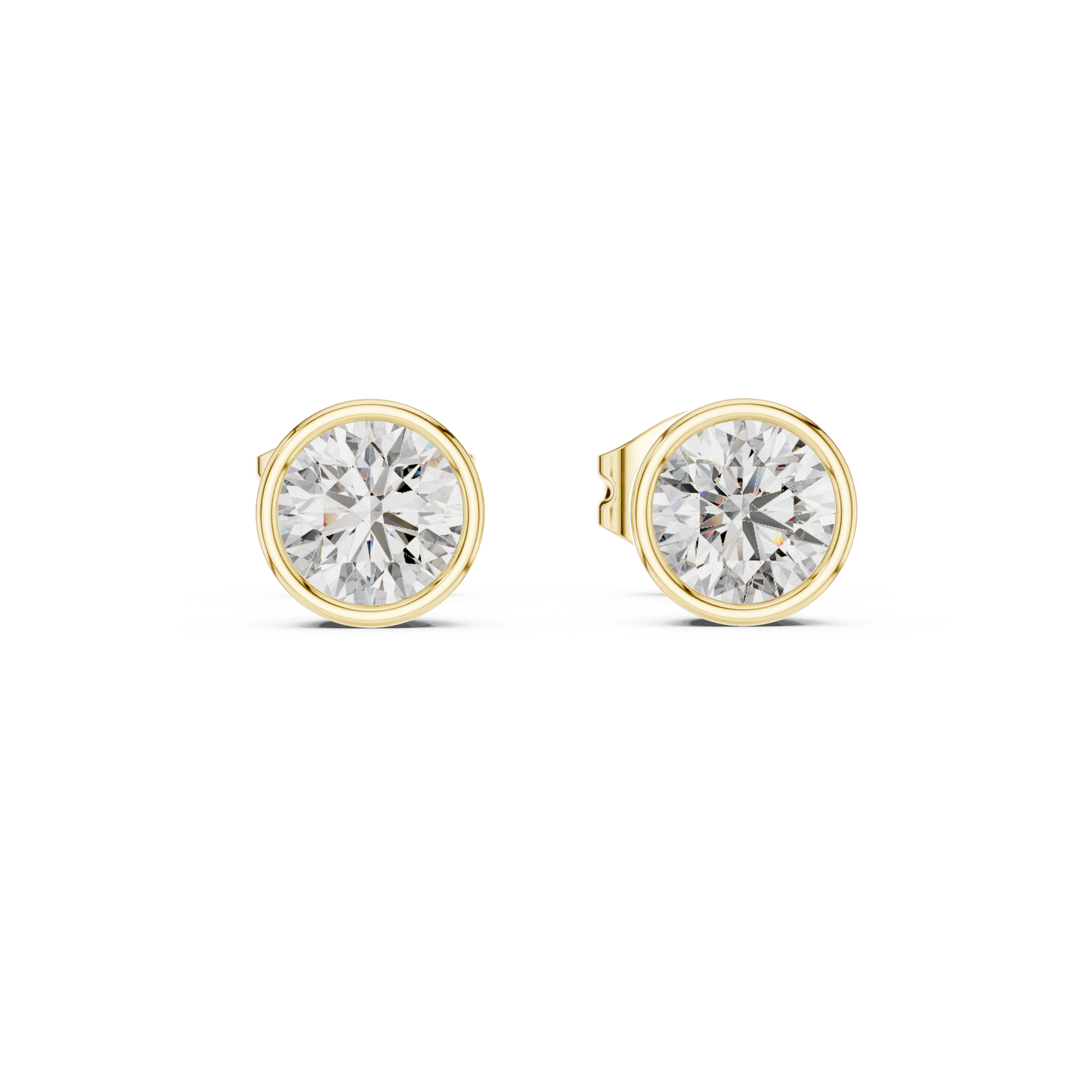 1 Carat Bezel Set Round Diamond Stud Earrings