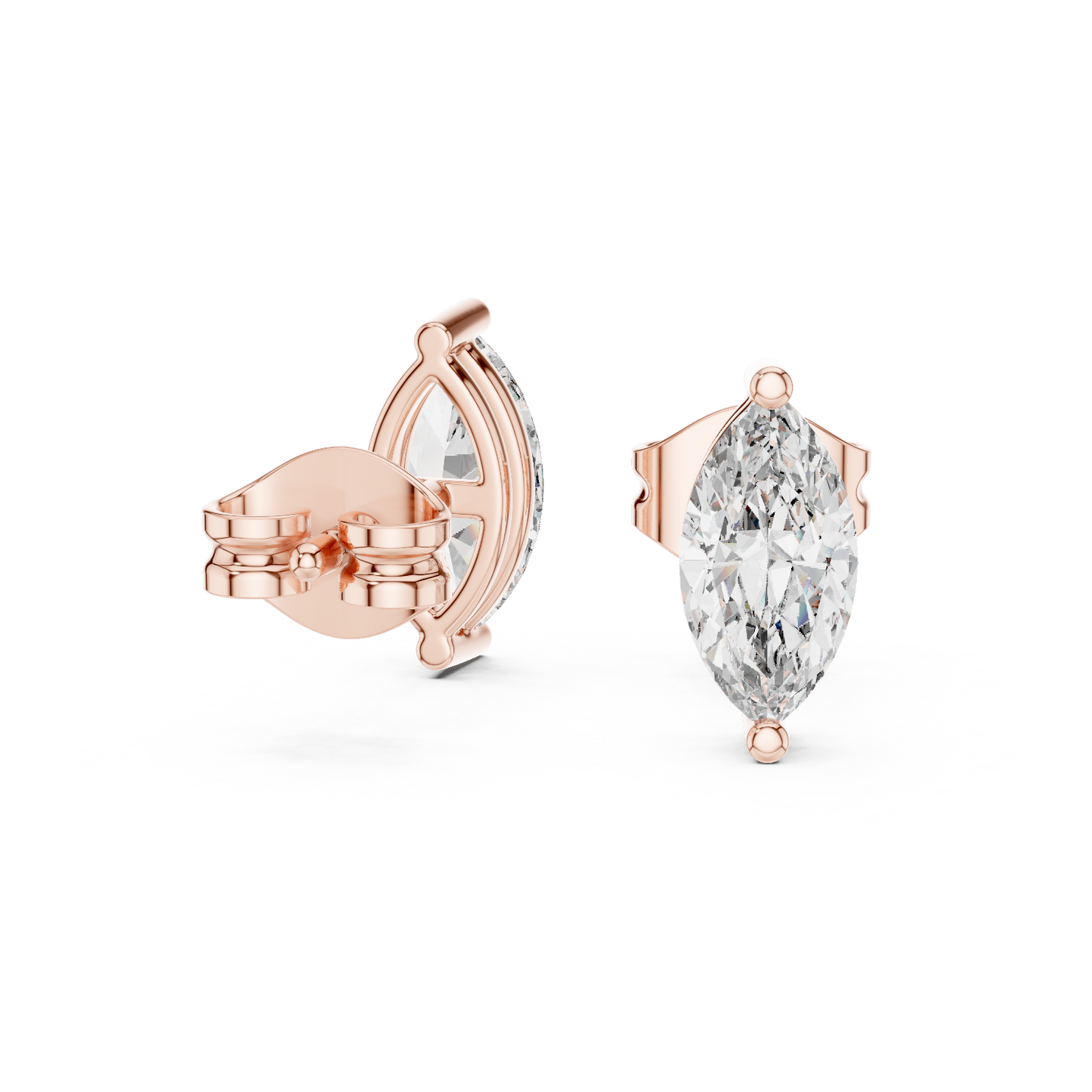 2 Prong Marquise Cut Lab Diamond Stud Earrings