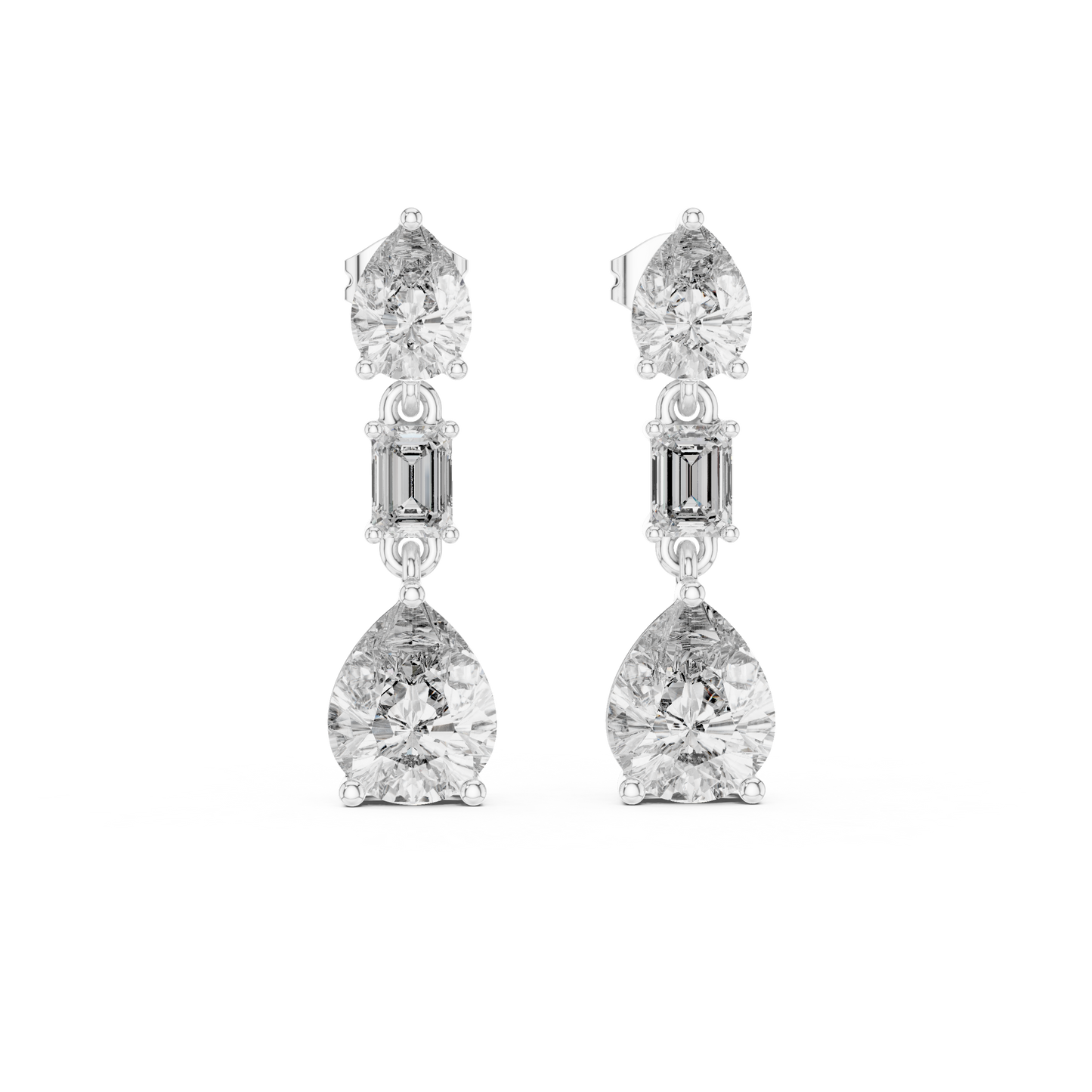 Multi Shape Lab Diamond Drop Dangler Earrings