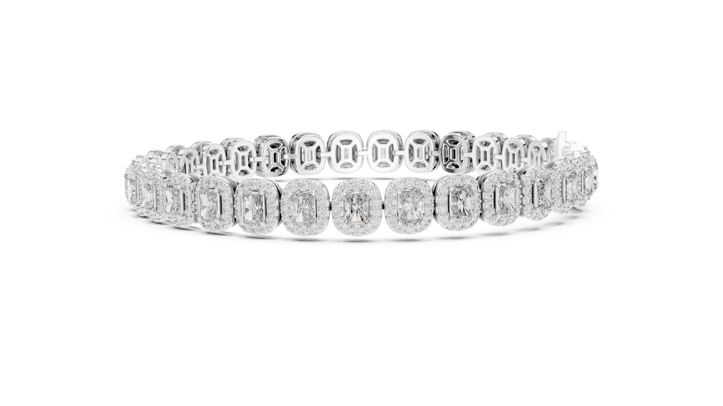 Halo Radiant Cut Lab Diamond Bracelet