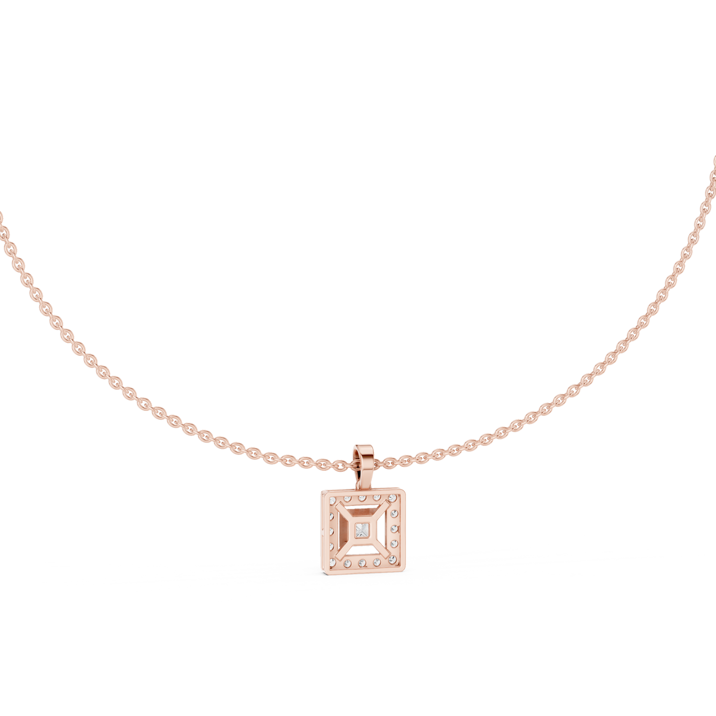Princess Cut Lab Diamond Halo Pendant