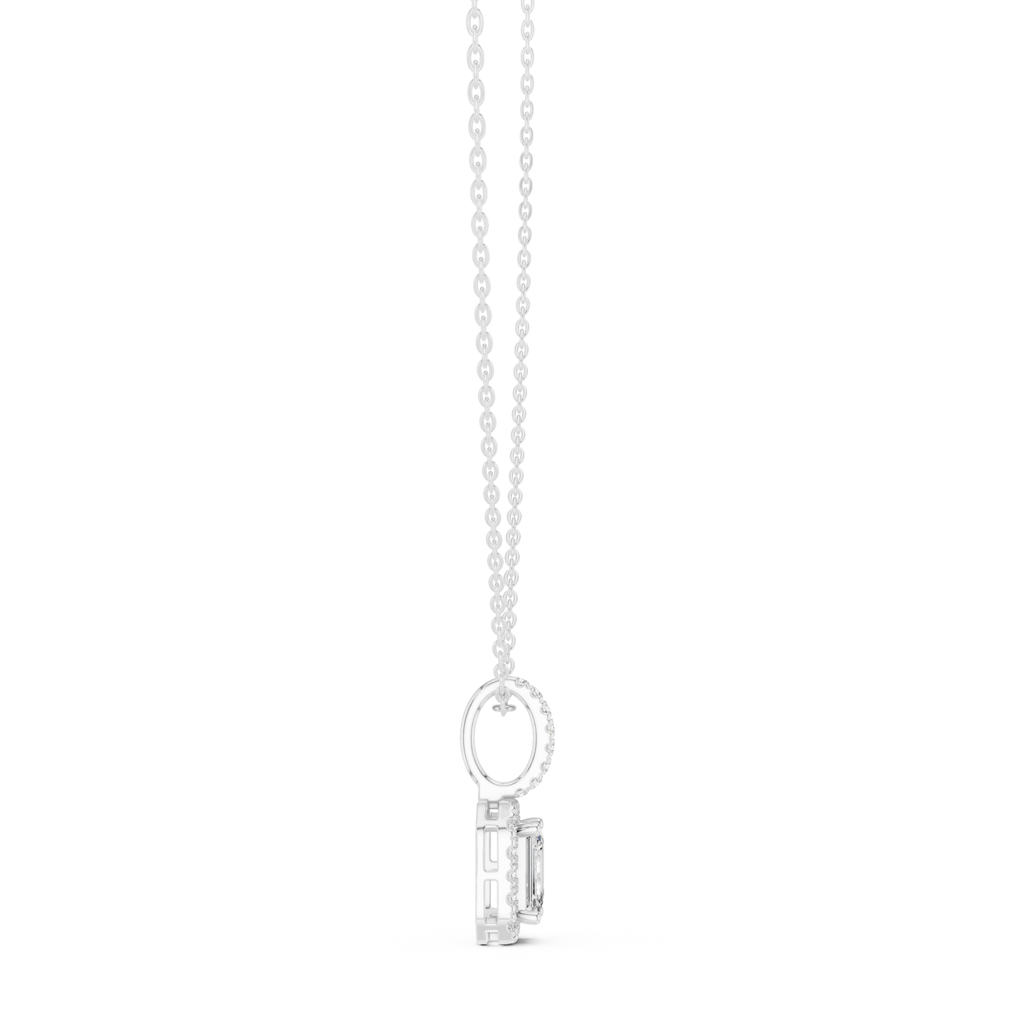 1.50 Carat Emerald Cut Lab Diamond Halo Pendant