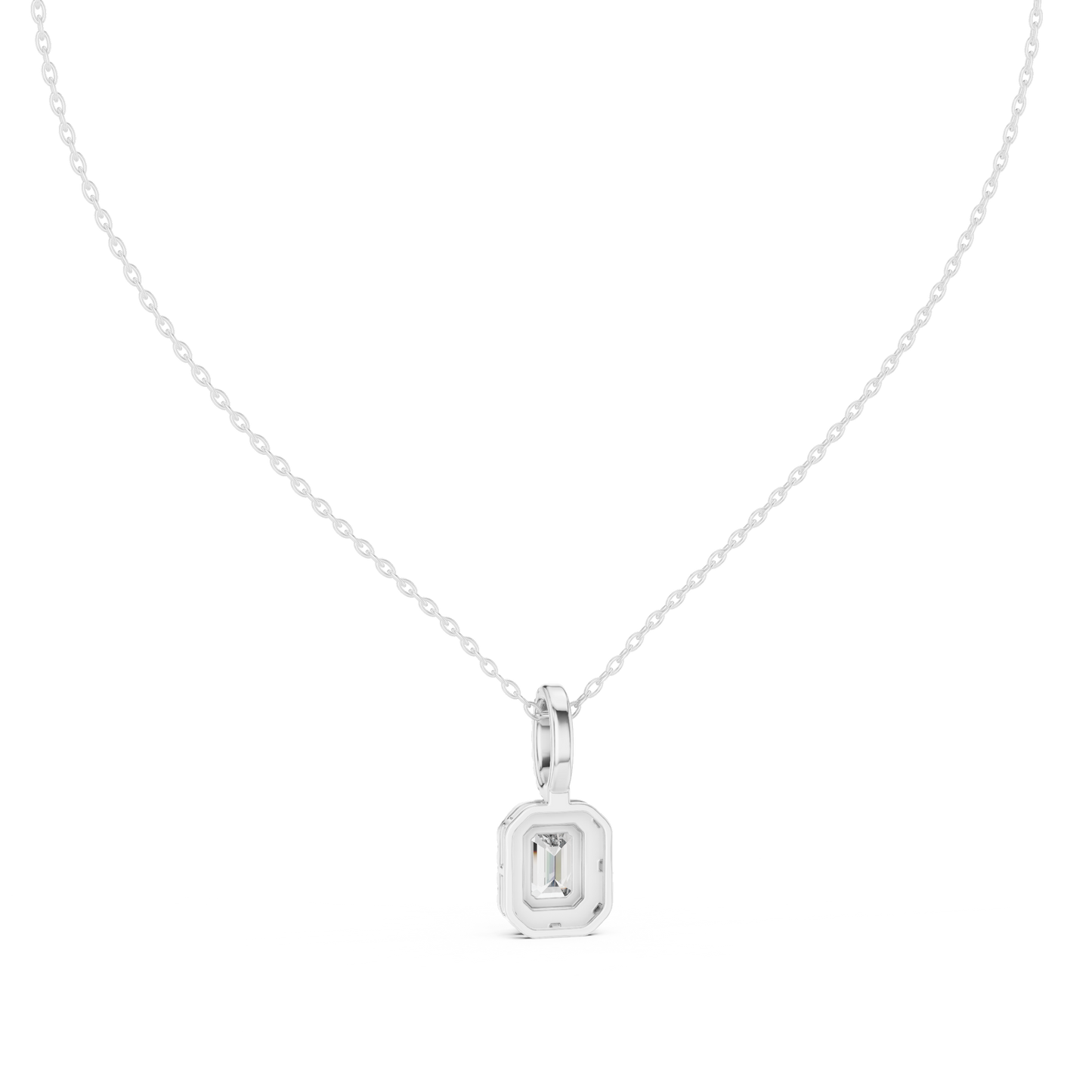 1.50 Carat Emerald Cut Lab Diamond Halo Pendant
