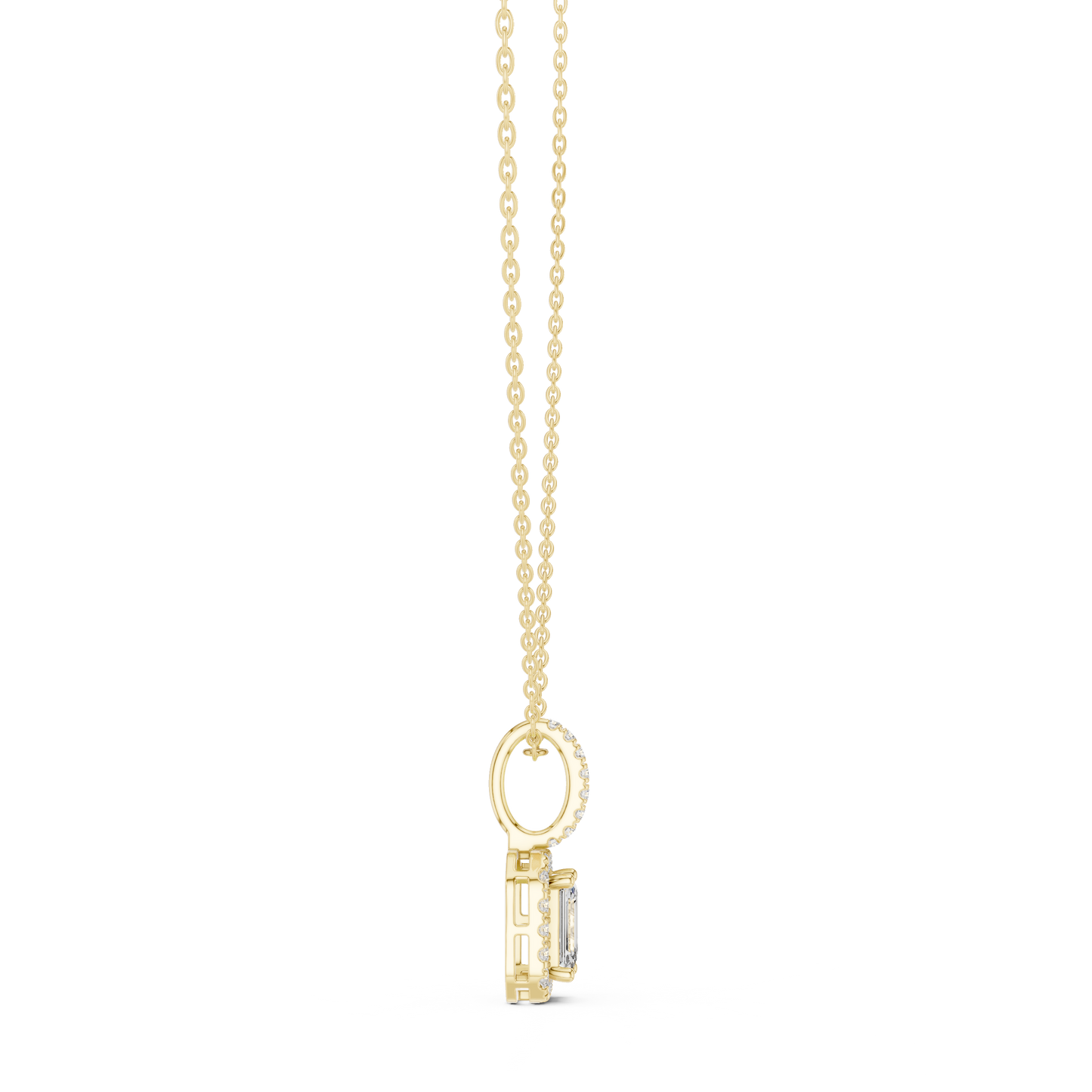 1.50 Carat Emerald Cut Lab Diamond Halo Pendant