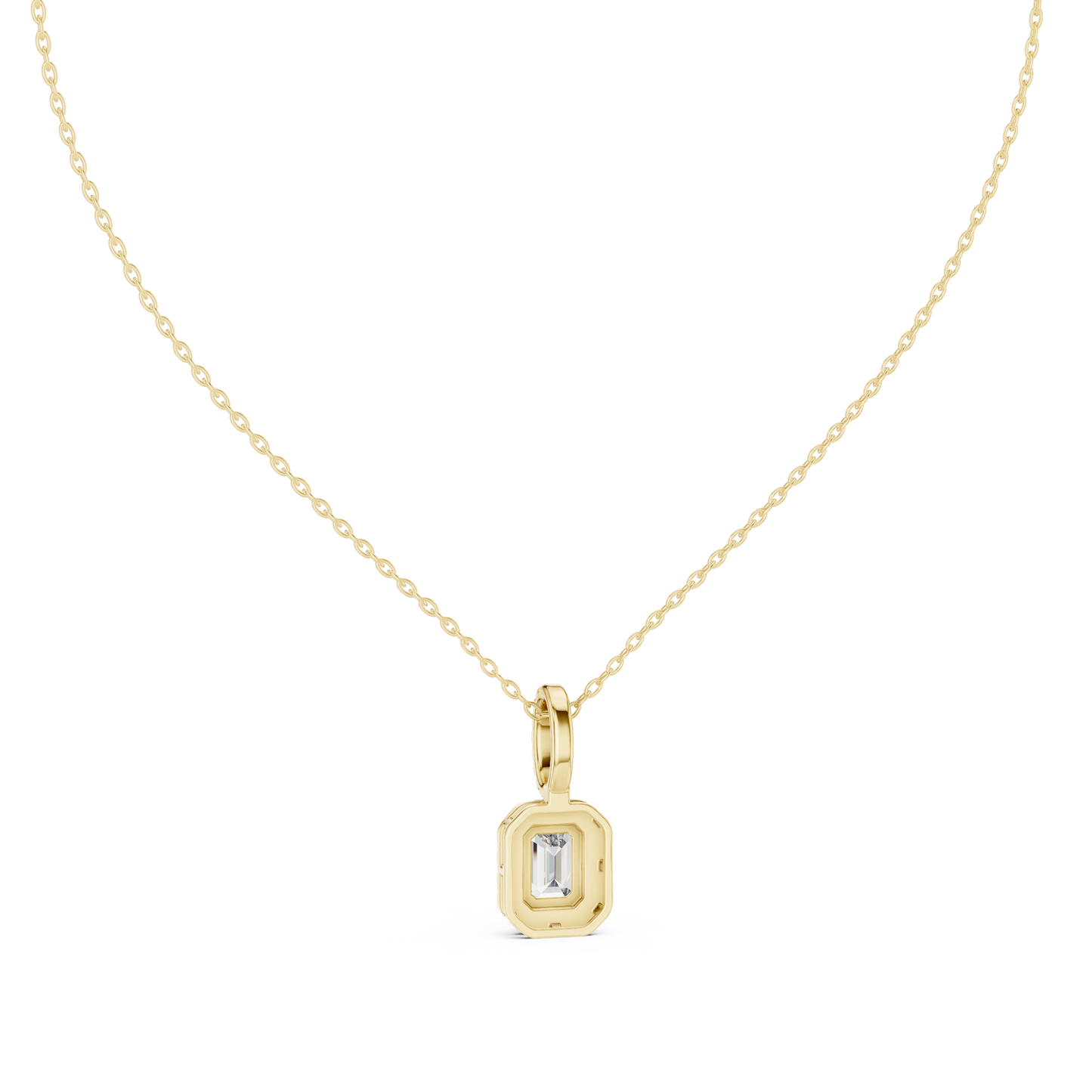1.50 Carat Emerald Cut Lab Diamond Halo Pendant