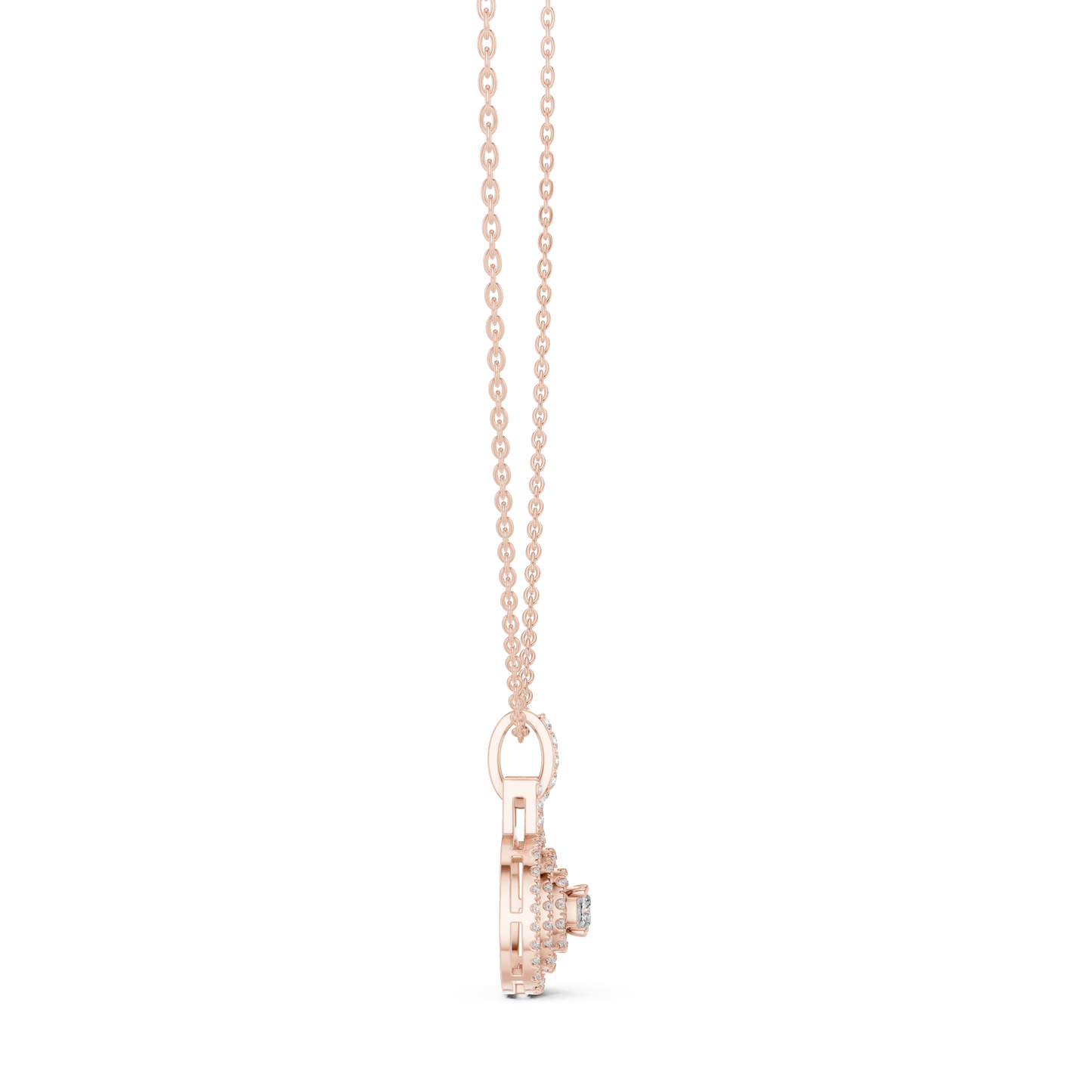 Vintage Halo Cushion Cut Lab Diamond Pendant