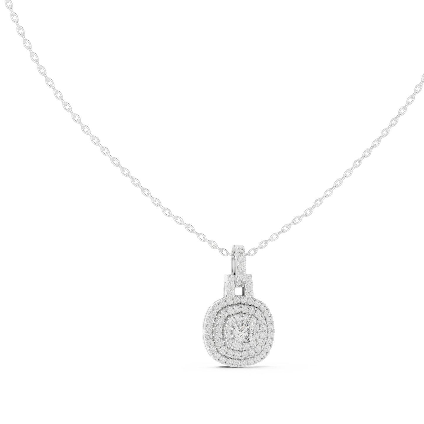 Vintage Halo Cushion Cut Lab Diamond Pendant