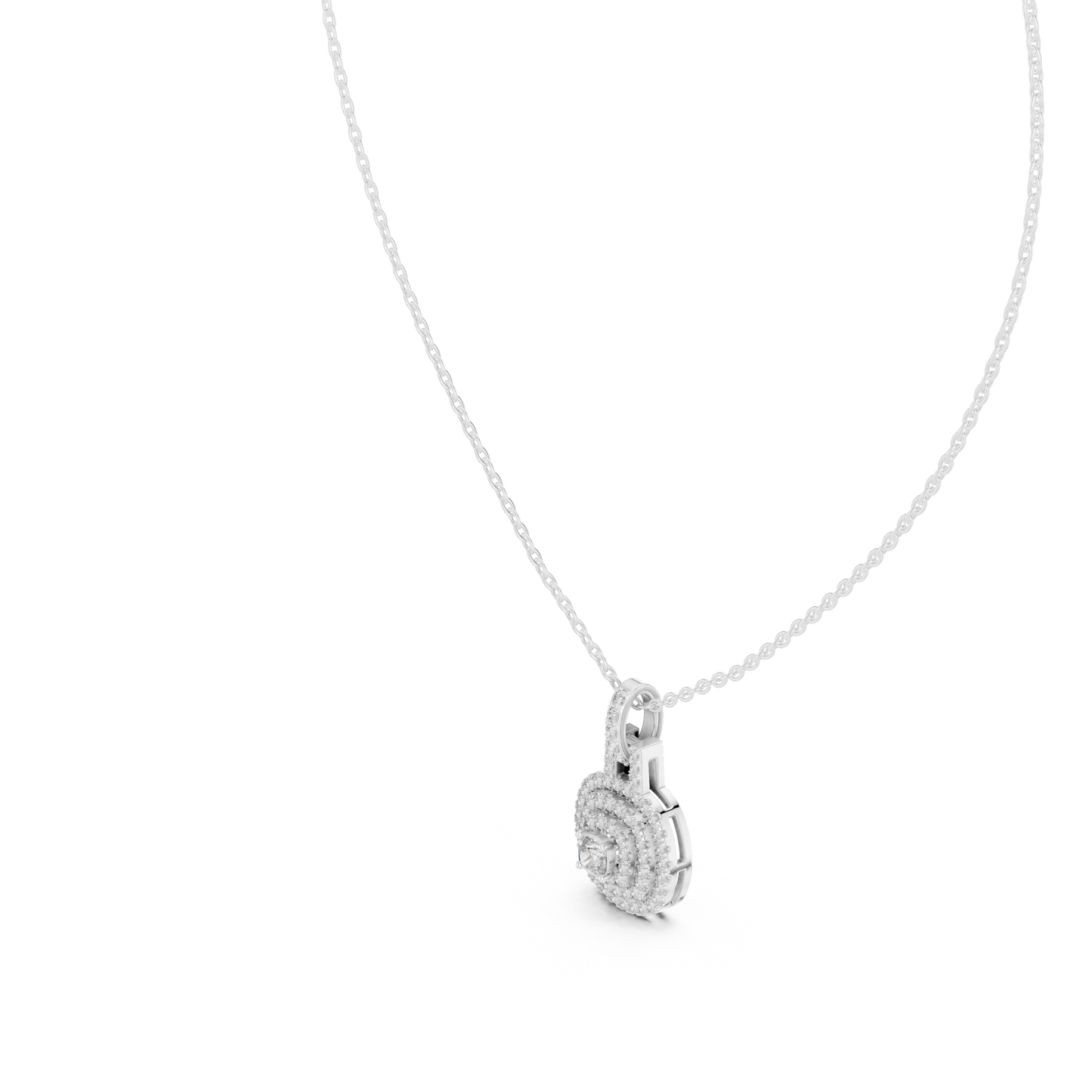 Vintage Halo Cushion Cut Lab Diamond Pendant