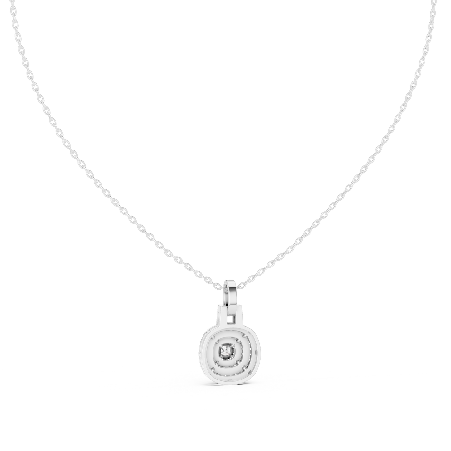 Vintage Halo Cushion Cut Lab Diamond Pendant