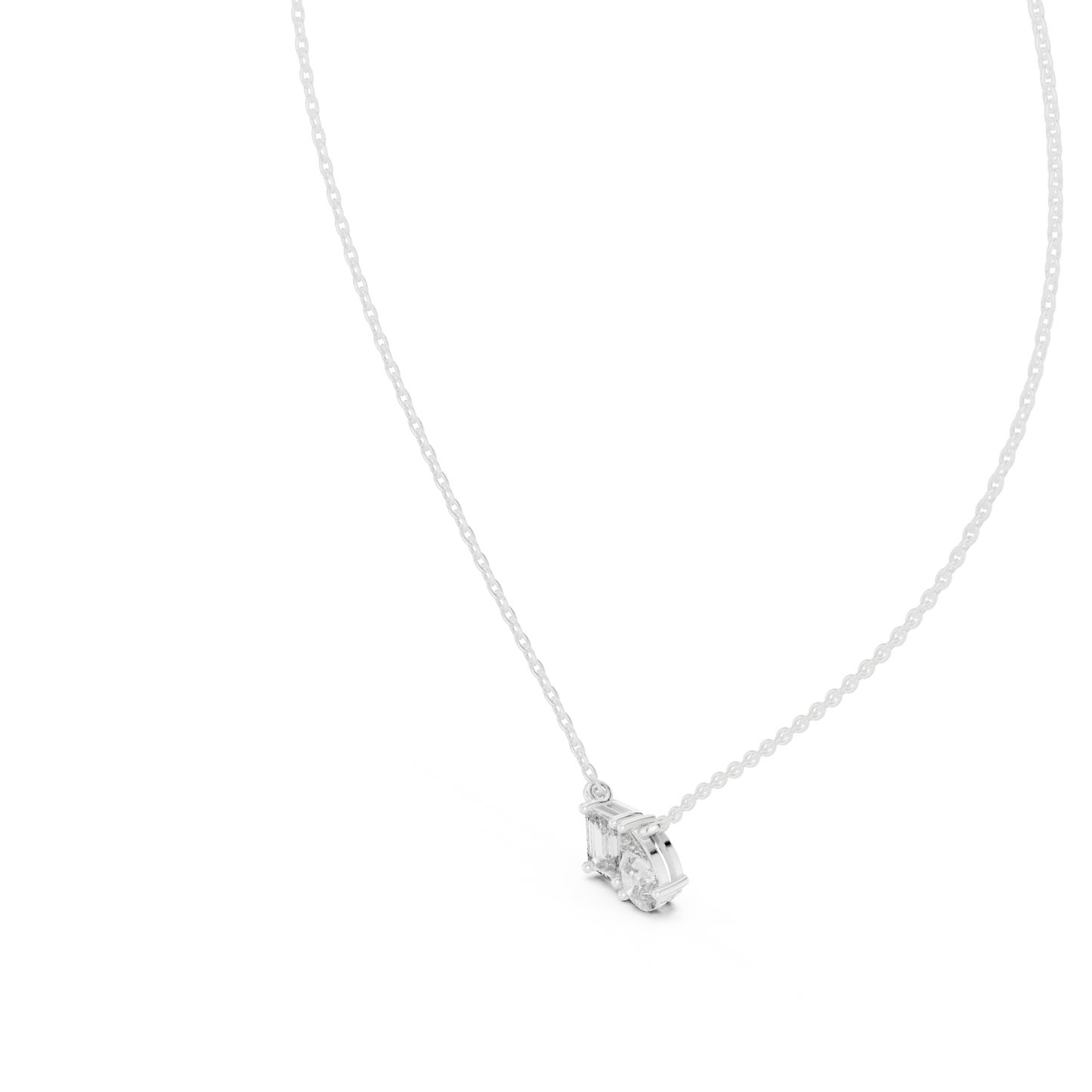 Pear And Emerald Cut Lab Diamond Solitaire Pendant