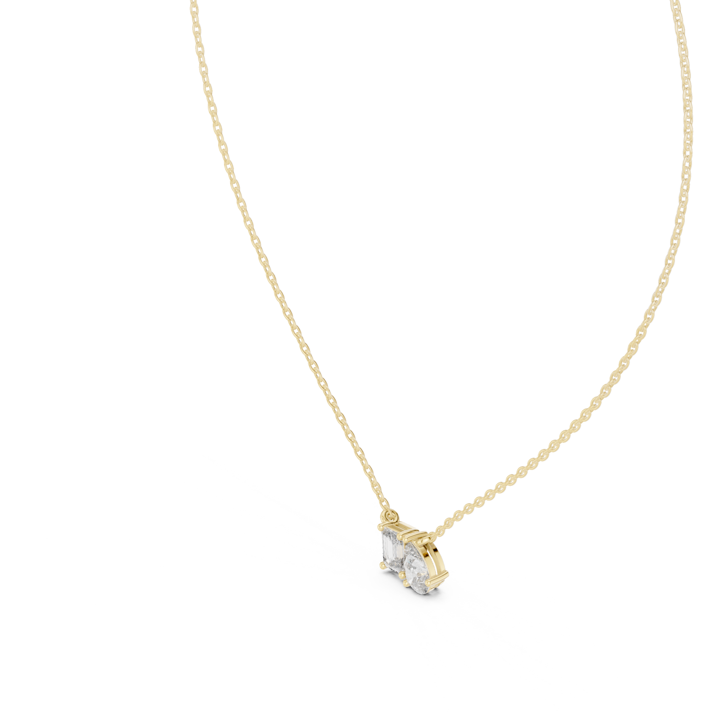 Pear And Emerald Cut Lab Diamond Solitaire Pendant