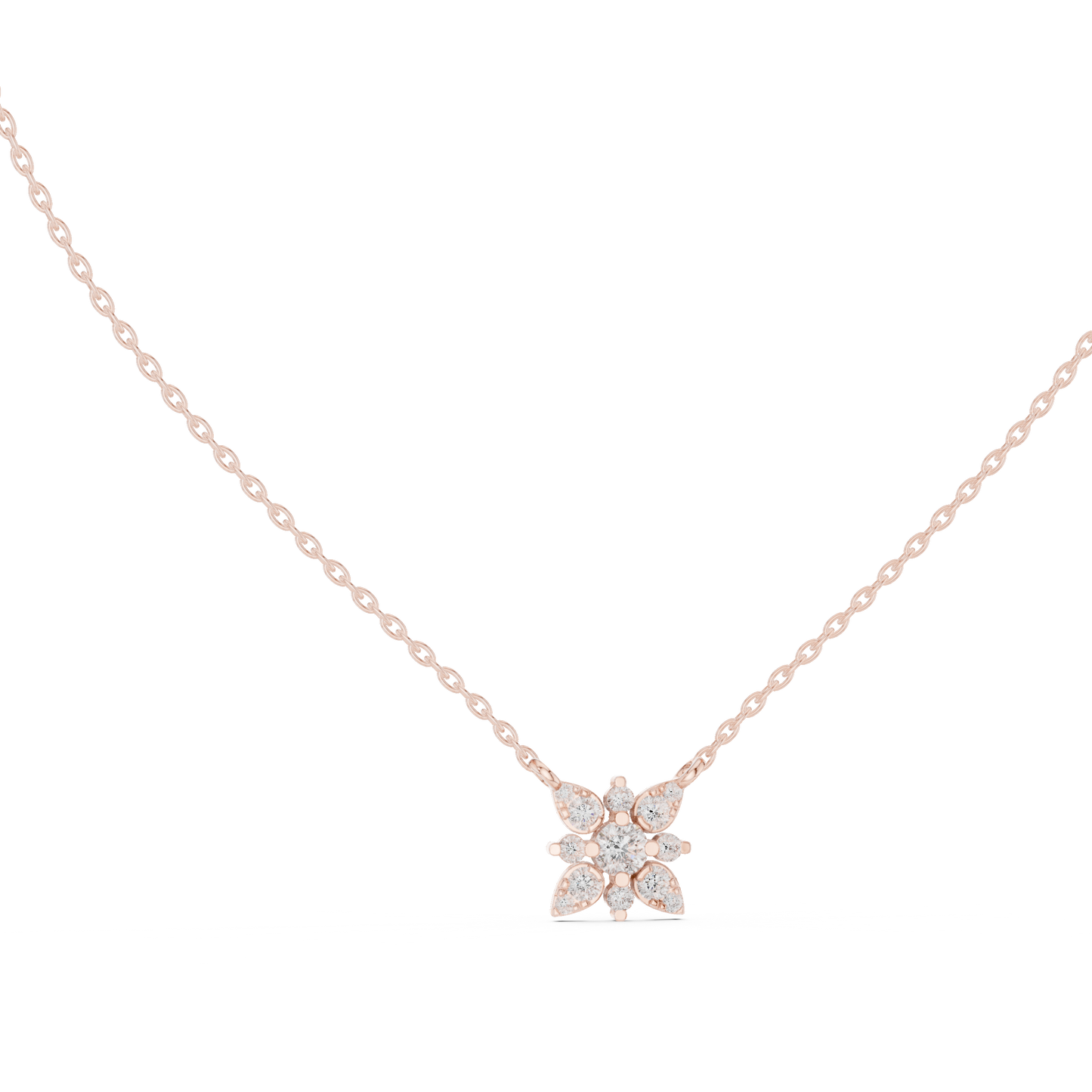 Round Lab Diamond Studded Flower Pendant